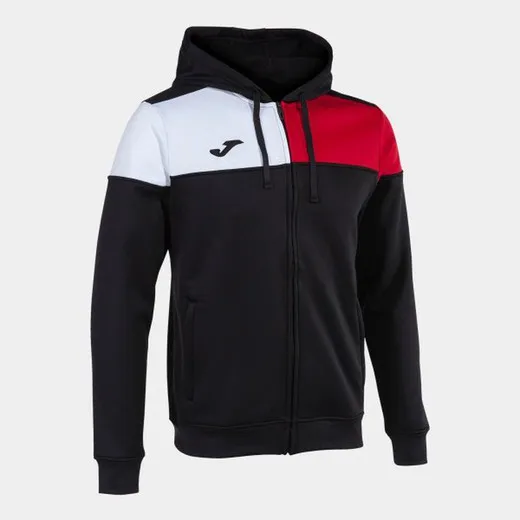 CREW V ZIPUP HOODIE BLACK RED WHITE