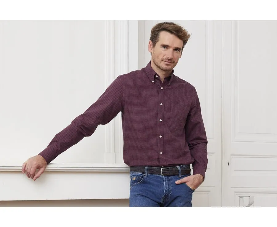 DARK RED FLANNEL SHIRT WITH NAVY CHECKS  BRODY