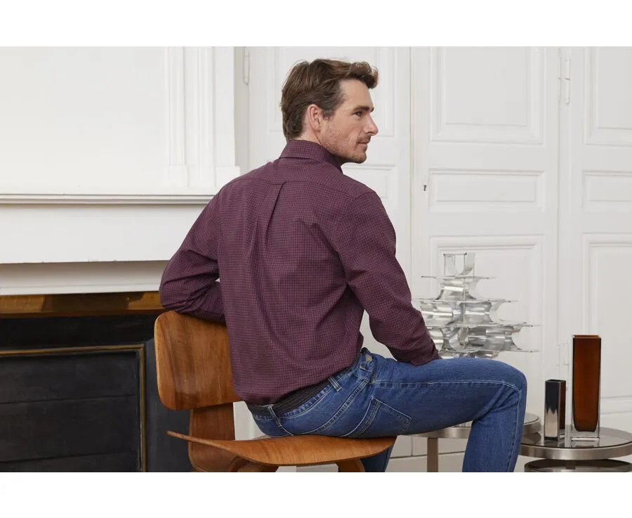 DARK RED FLANNEL SHIRT WITH NAVY CHECKS  BRODY