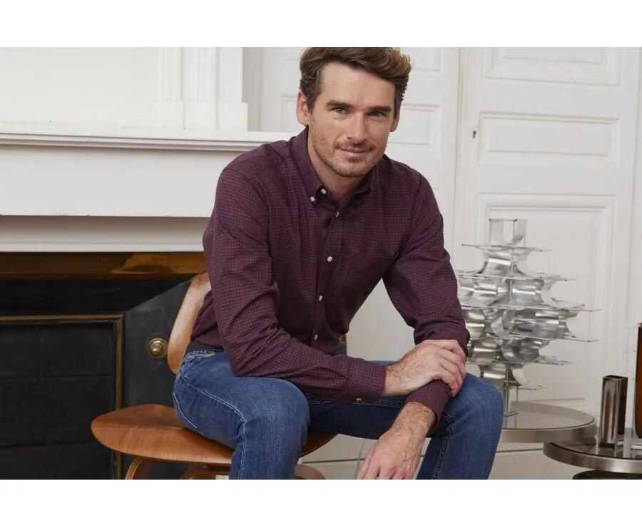 DARK RED FLANNEL SHIRT WITH NAVY CHECKS  BRODY