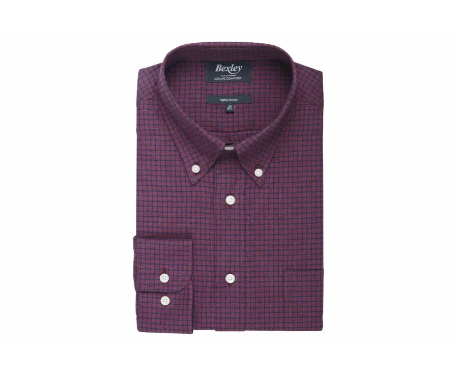 DARK RED FLANNEL SHIRT WITH NAVY CHECKS  BRODY
