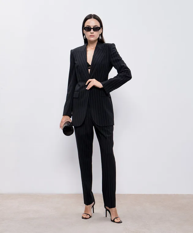 Dolce&Gabbana Black striped wool pants