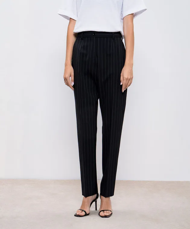 Dolce&Gabbana Black striped wool pants