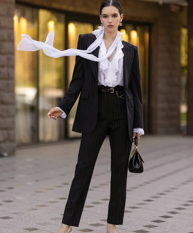Dolce&Gabbana Black striped wool pants