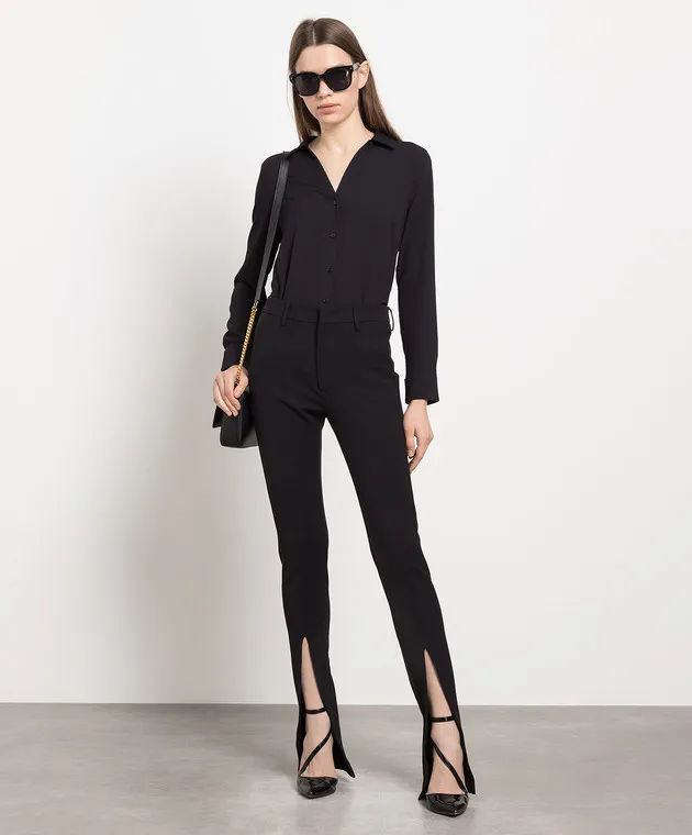 Dondup Black Aida flared pants with slits