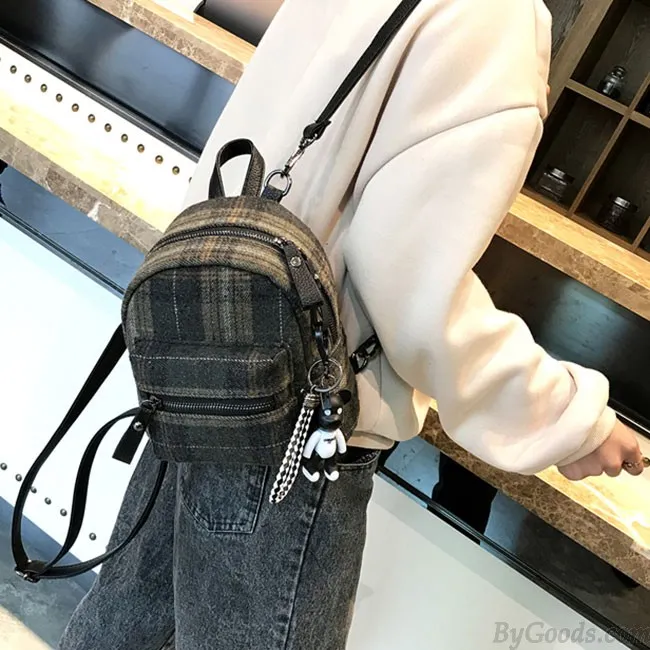 Elegant Student Chic lattice School Bag Women Small Backpack