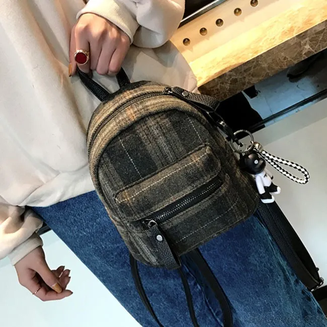 Elegant Student Chic lattice School Bag Women Small Backpack
