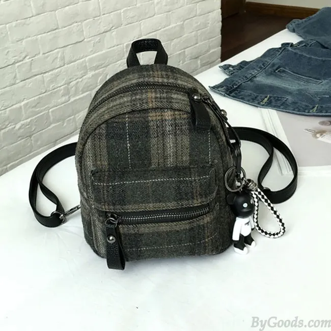 Elegant Student Chic lattice School Bag Women Small Backpack