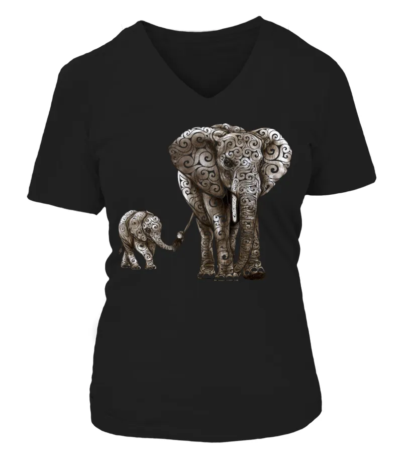 Elephant Motherhood Camiseta cuello pico Mujer