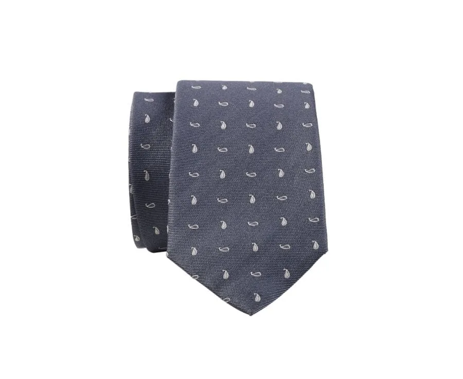 Grey and Ecru Mulberry Silk Tie