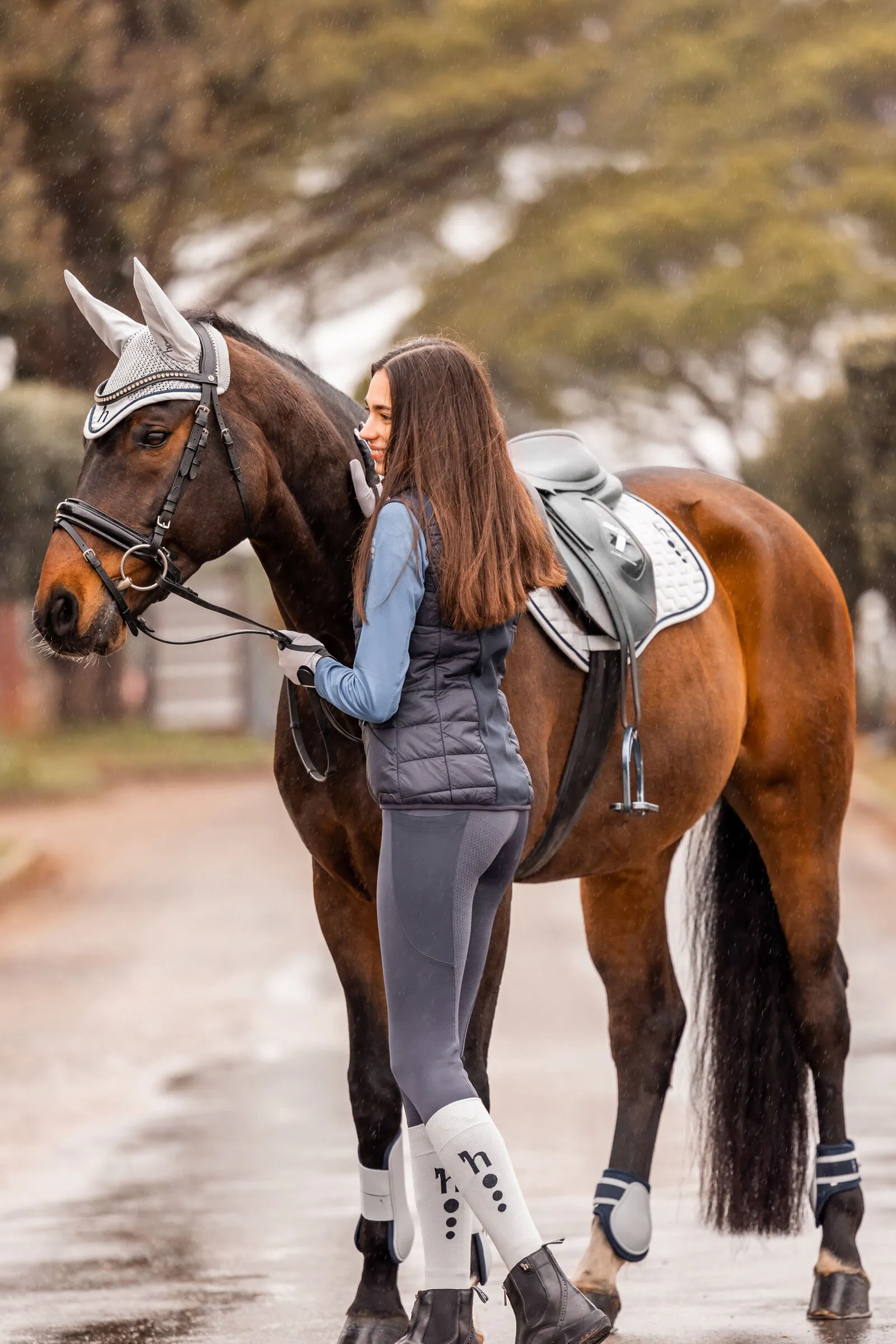 Horze Pantalonesde Montar con Agarre Completo con Malla para Mujer Ebba