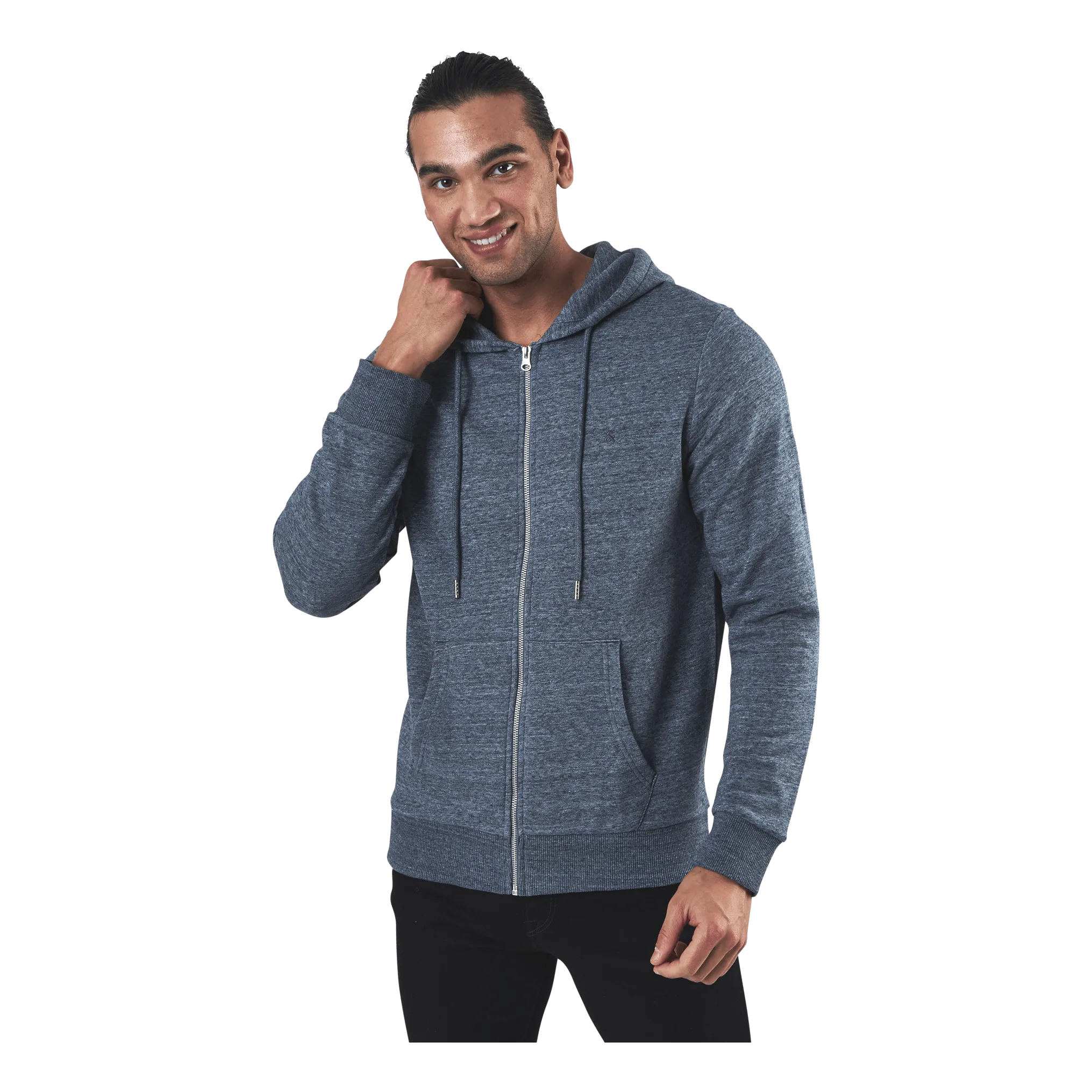 Jack & Jones Basic Melange Sweat Zip Hood Blue