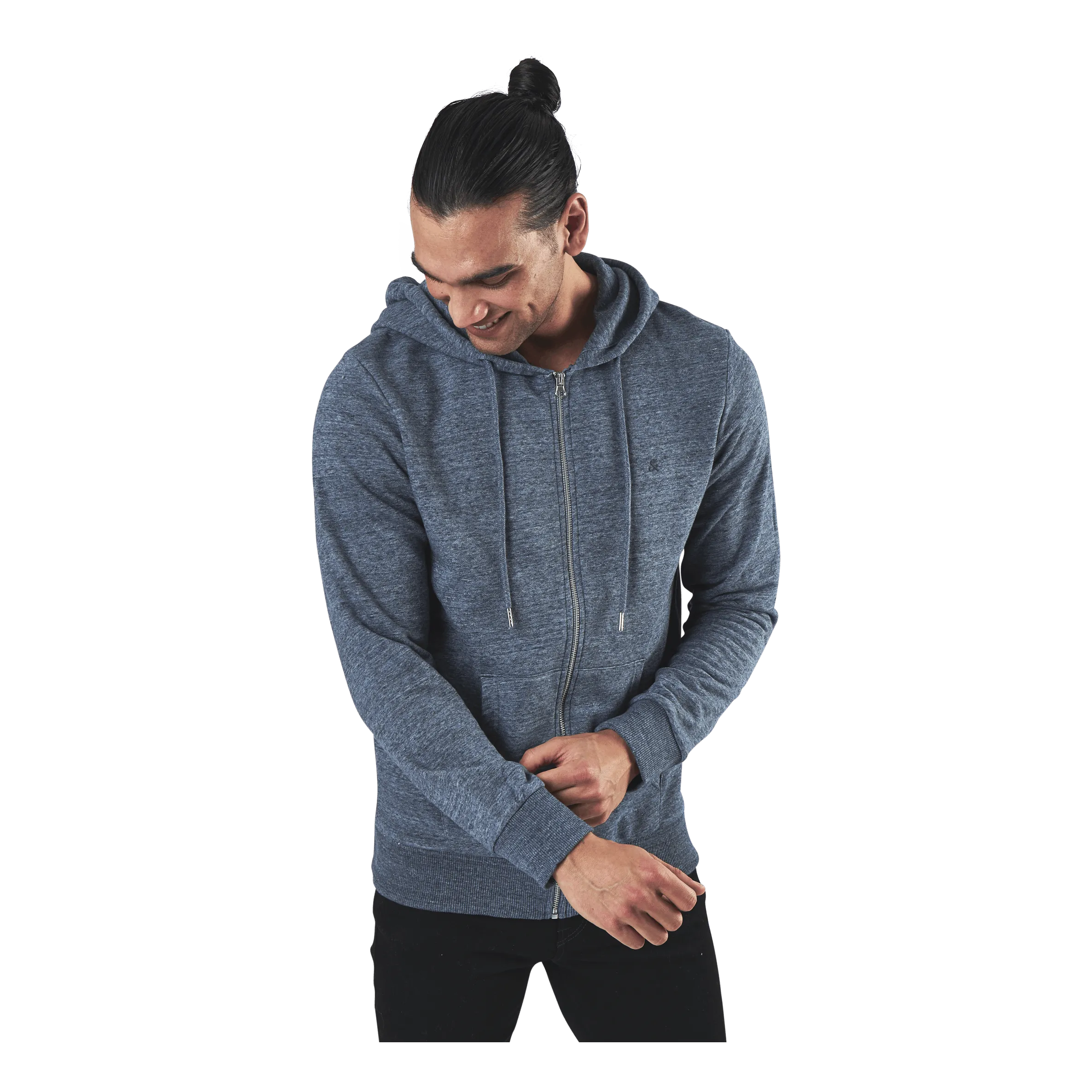 Jack & Jones Basic Melange Sweat Zip Hood Blue