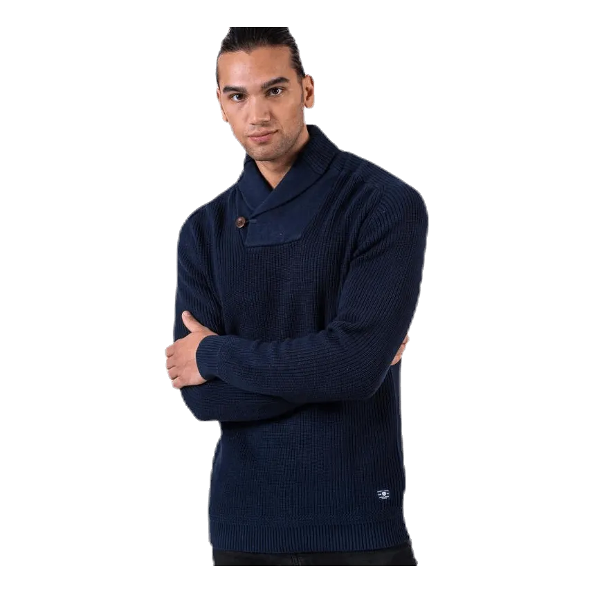 Jack & Jones Davis Knit Shawl Neck Blue