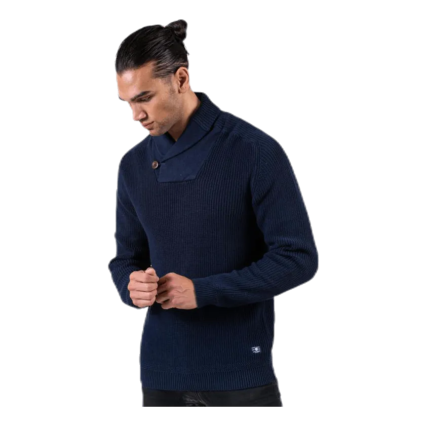 Jack & Jones Davis Knit Shawl Neck Blue