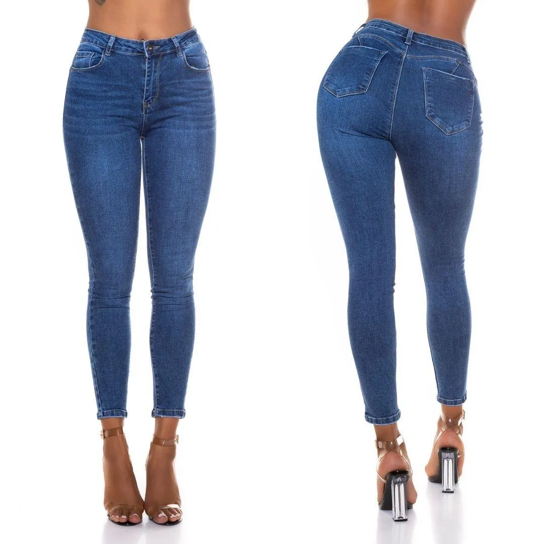 Jean ajustado de moda azul 