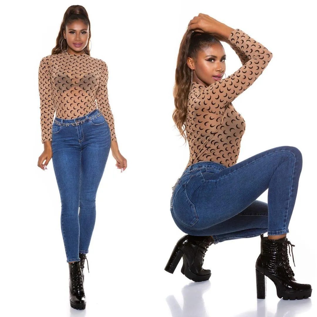 Jean ajustado de moda azul 