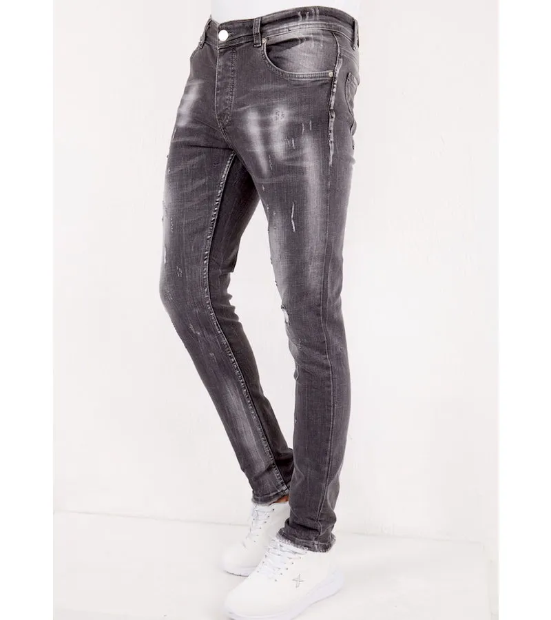 JEANS ROTOS SALPICADURAS PINTURA SLIM FIT  SLM40  GRIS