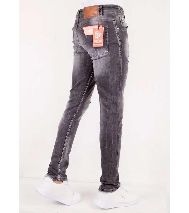 JEANS ROTOS SALPICADURAS PINTURA SLIM FIT  SLM40  GRIS