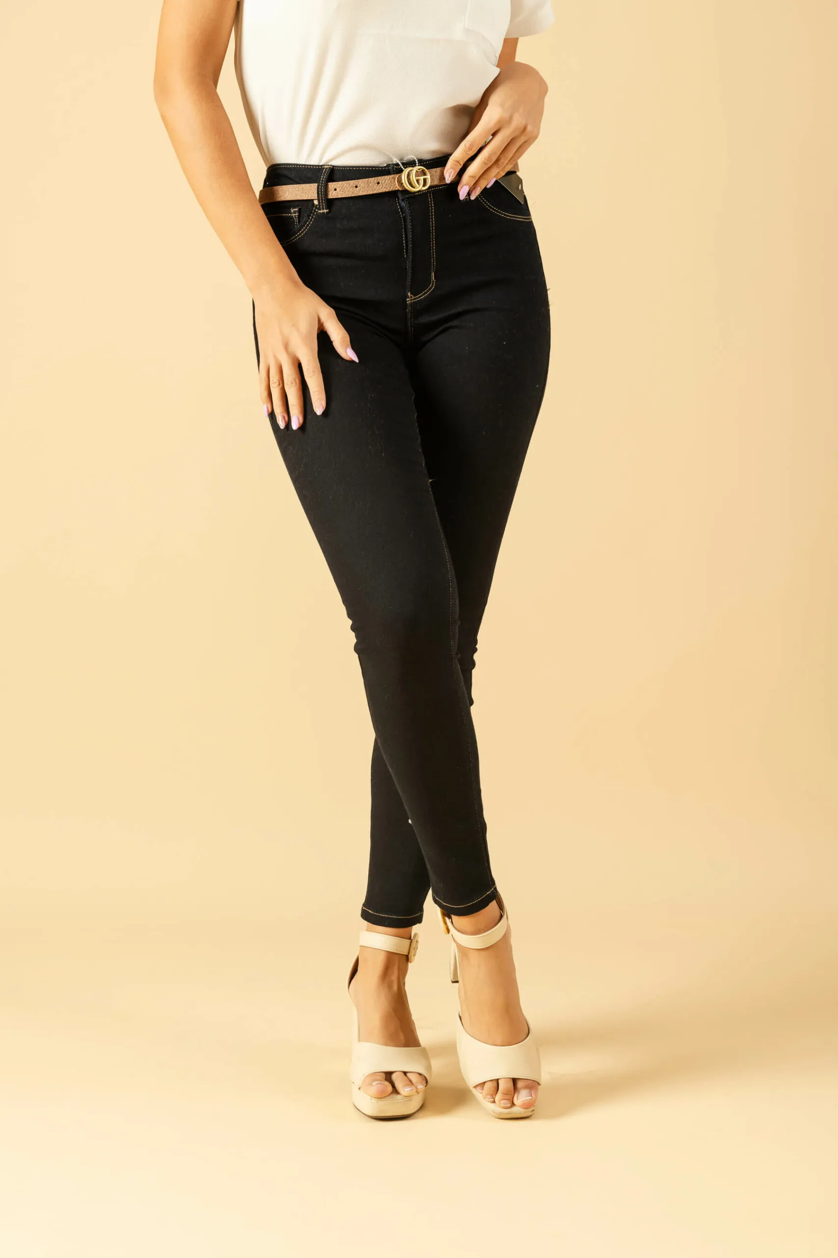 Jeans skinny con costuras contraste Blue Spice