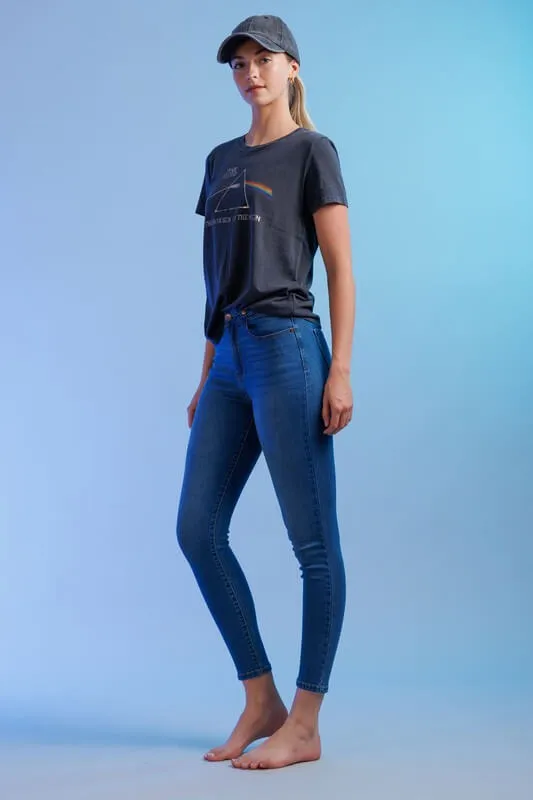 Jeans skinny talle medio con detalles rasgados Enjean