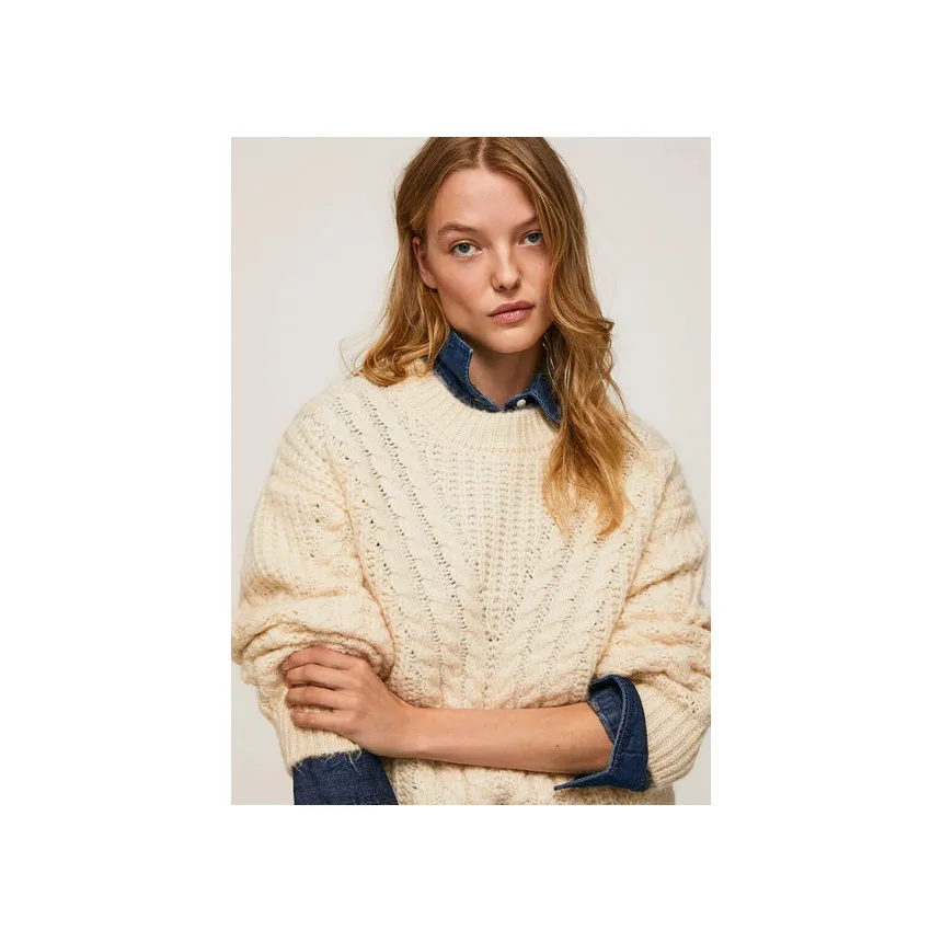 Jersey Pepe Jeans Bey Para Mujer En Blanco Roto