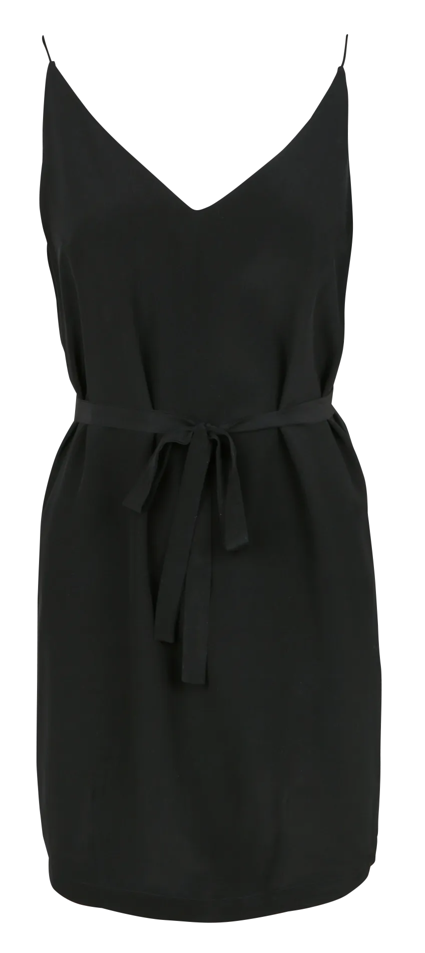 KARMA KOMA MAEVA  VESTIDO CORTO DE SEDA CON CUELLO DE PICO EN NEGRO