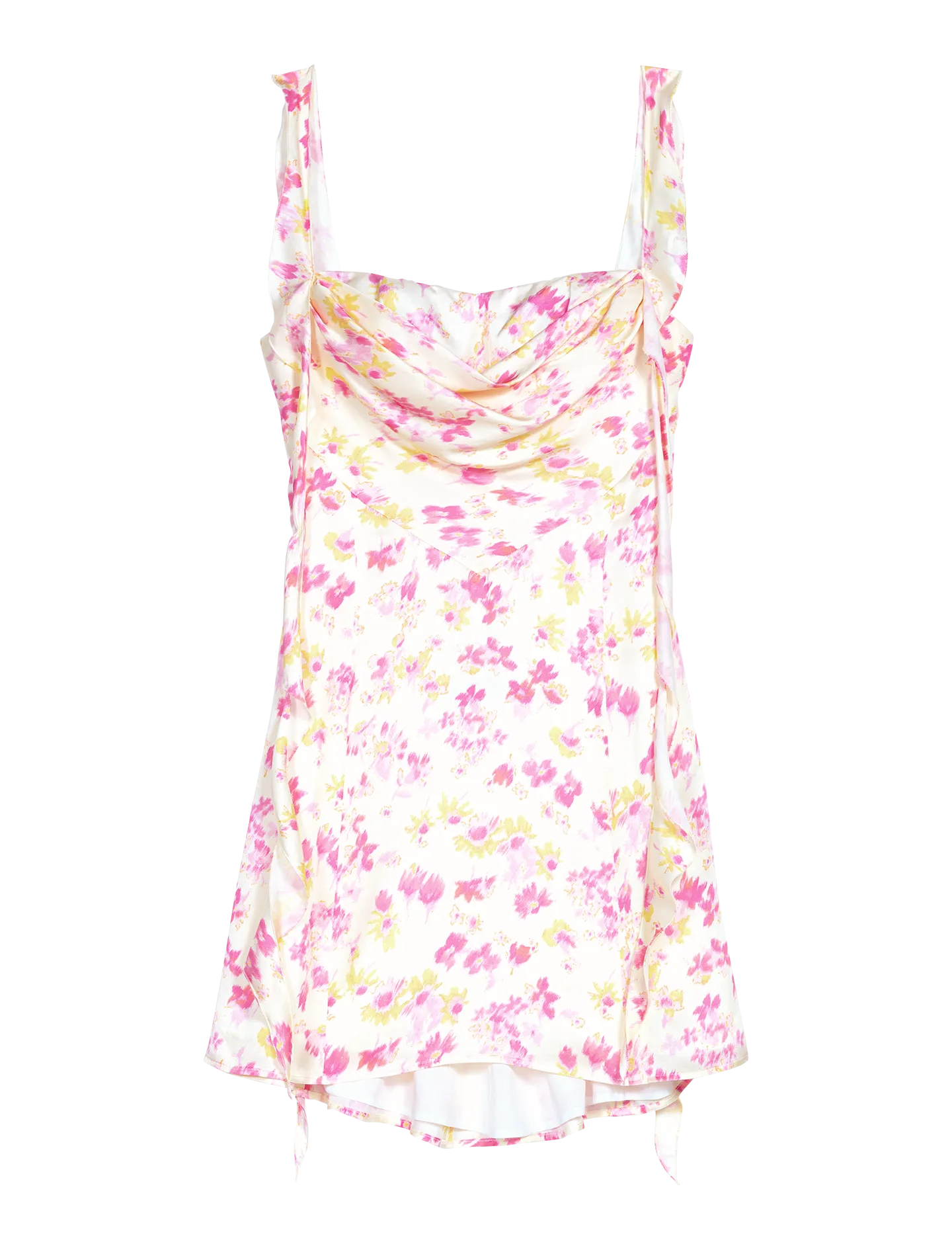 MAJE Vestido corto estampado con cuello cuadrado en rosa