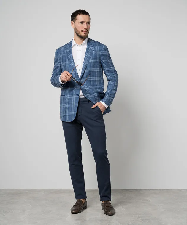 Marco Pescarolo Blue EVO pants with silk and cashmere