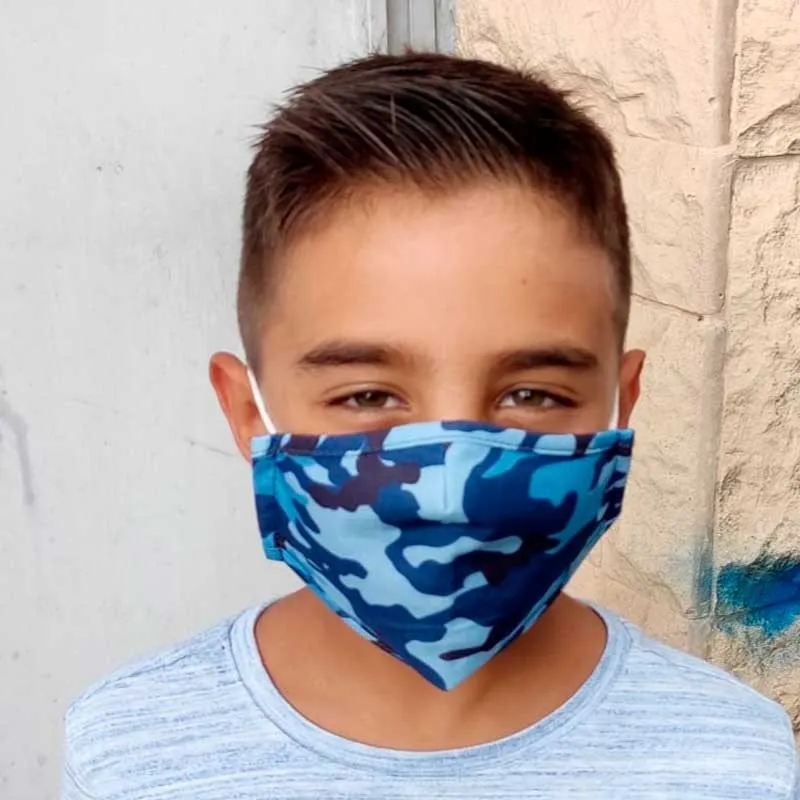 Mascarilla Niños de Camuflaje Azul Cotton Fish