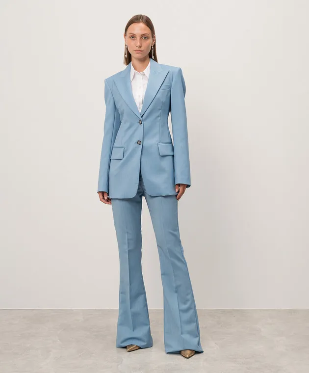 Max Mara Sportmax AEROSO blue flared pants with wool