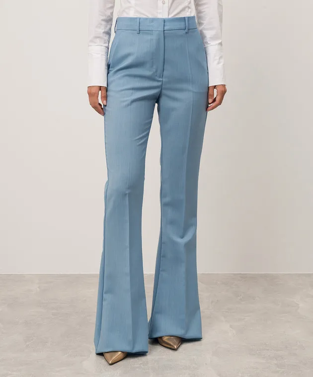 Max Mara Sportmax AEROSO blue flared pants with wool