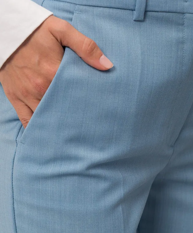 Max Mara Sportmax AEROSO blue flared pants with wool