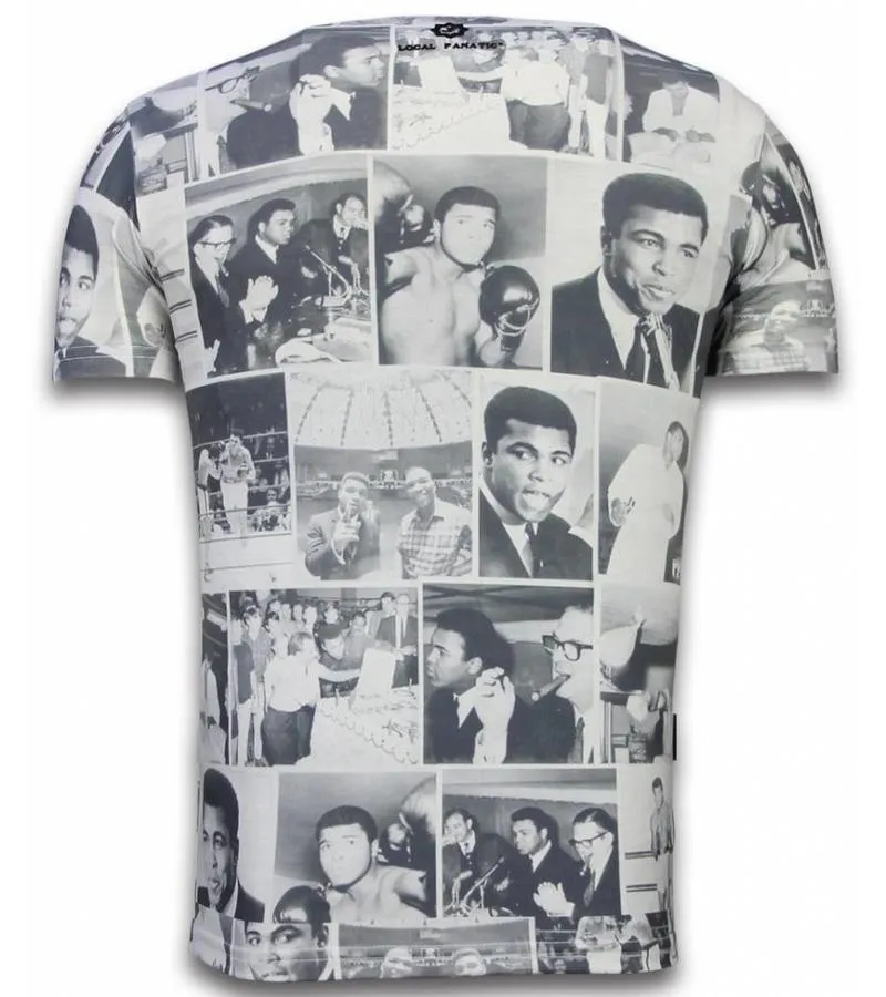 MUHAMMAD PHOTOCOLLAGE  DIGITAL RHINESTONE CAMISETAS PERSONALIZADAS  BLANCO