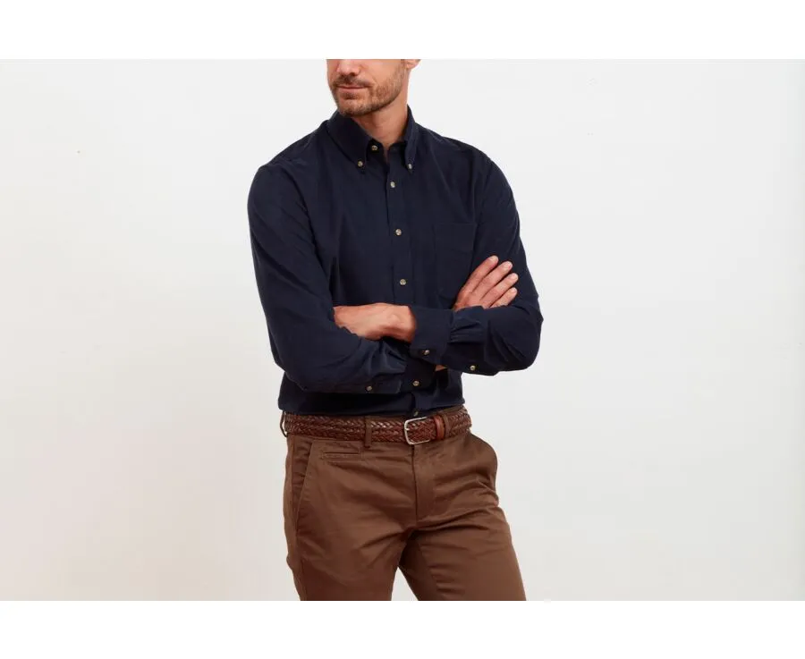 NAVY CORDUROY SHIRT  AMERICAN COLLAR  WARDLEY