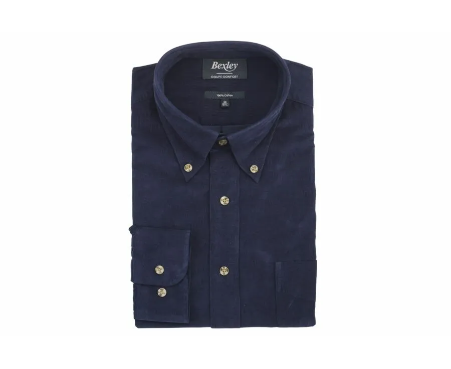 NAVY CORDUROY SHIRT  AMERICAN COLLAR  WARDLEY