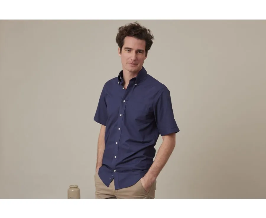 NAVY COTTON LINEN SHIRT  CHEST POCKET  COLTEN MC