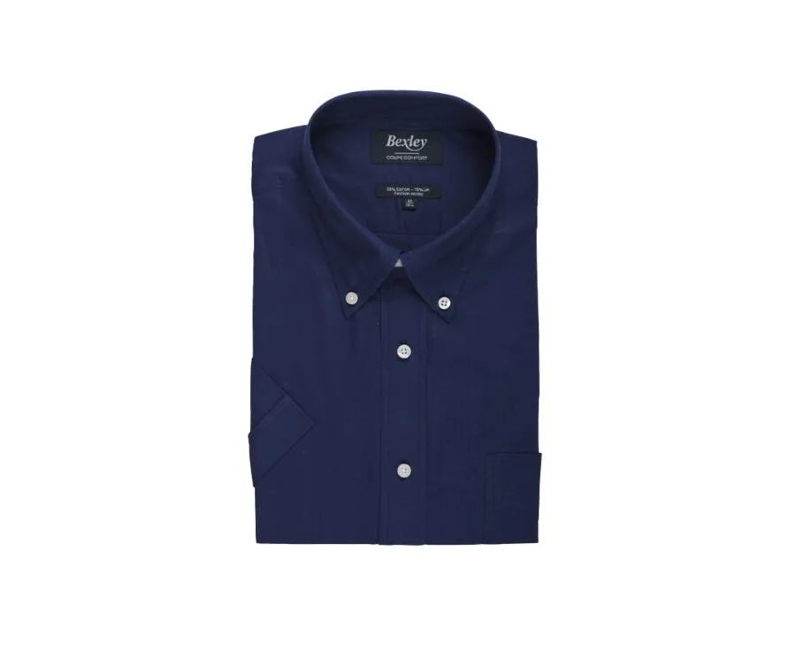 NAVY COTTON LINEN SHIRT  CHEST POCKET  COLTEN MC