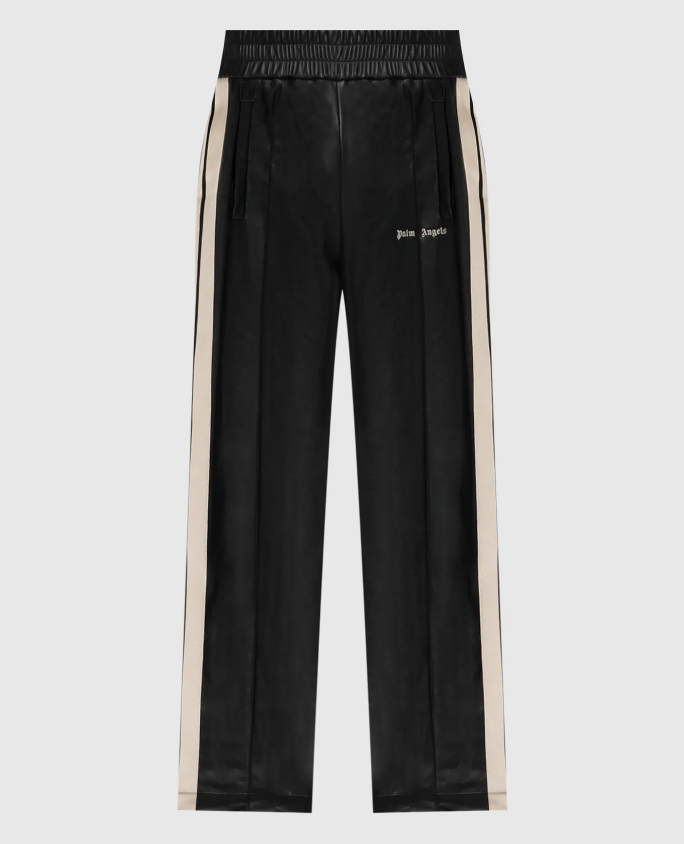 Palm Angels Black pants with logo embroidery with stripes