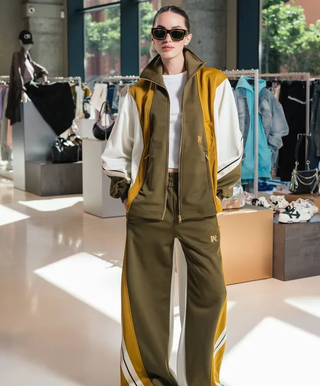 Palm Angels Color khaki sports pants with stripes