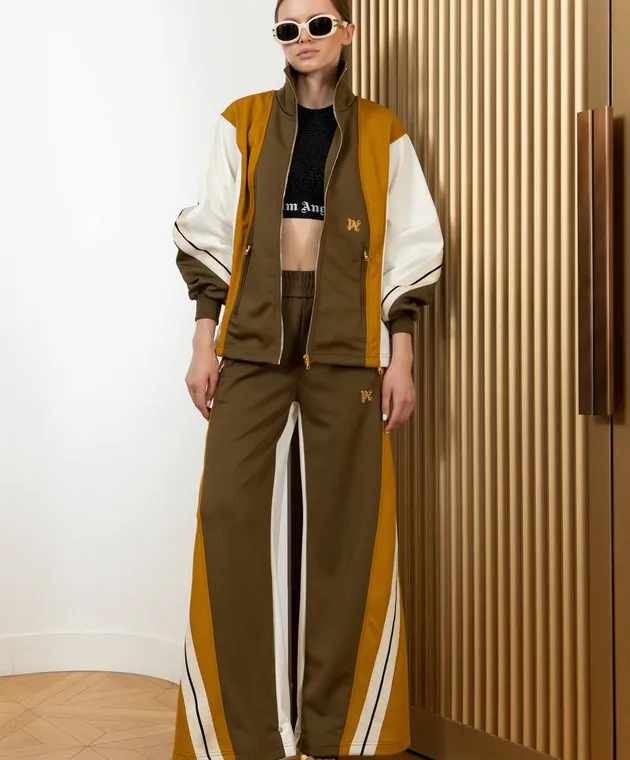 Palm Angels Color khaki sports pants with stripes