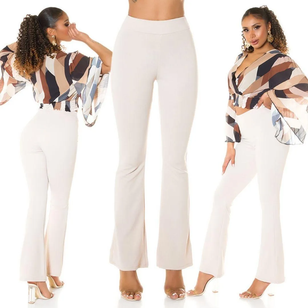 Pantalón Acampanado de moda Beige