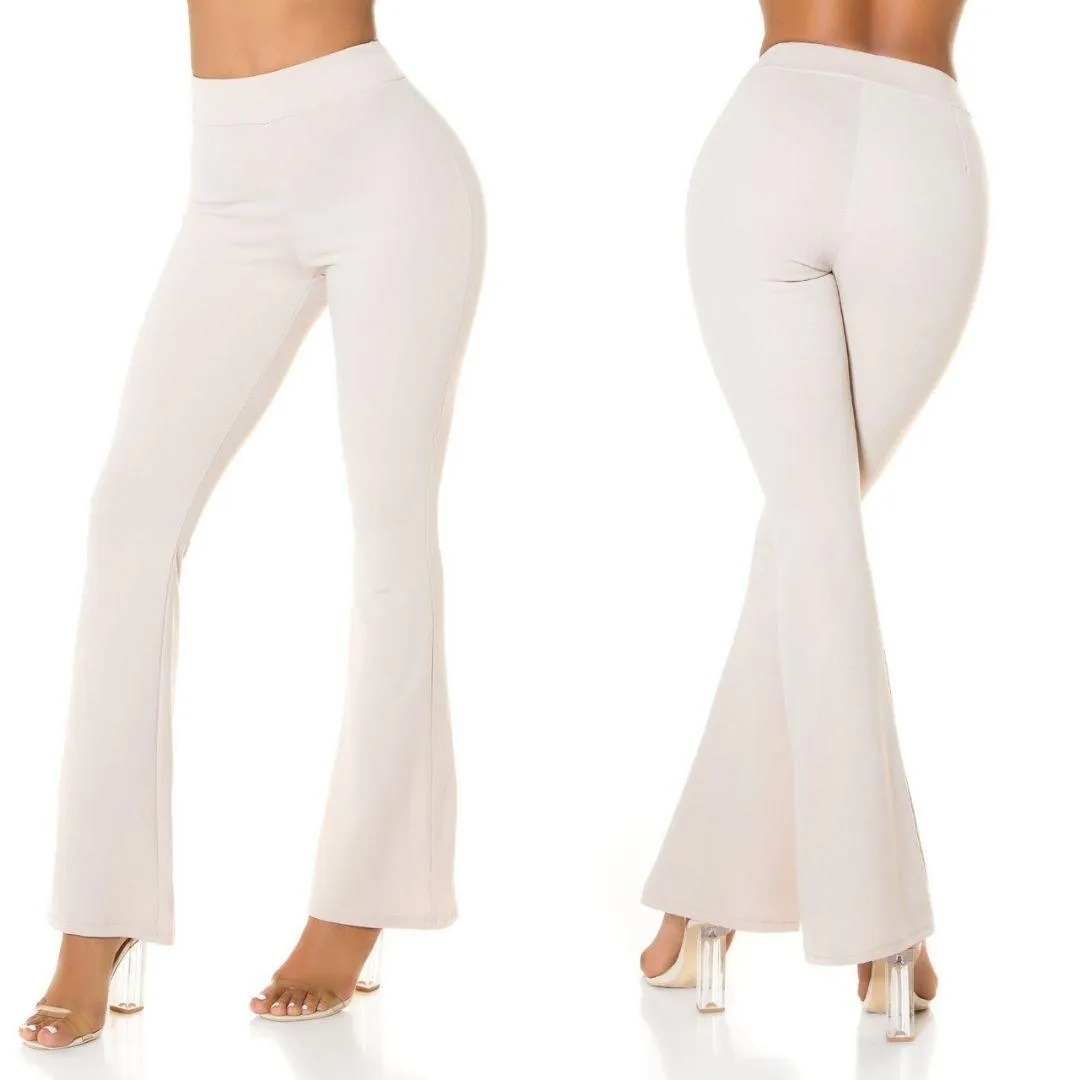 Pantalón Acampanado de moda Beige