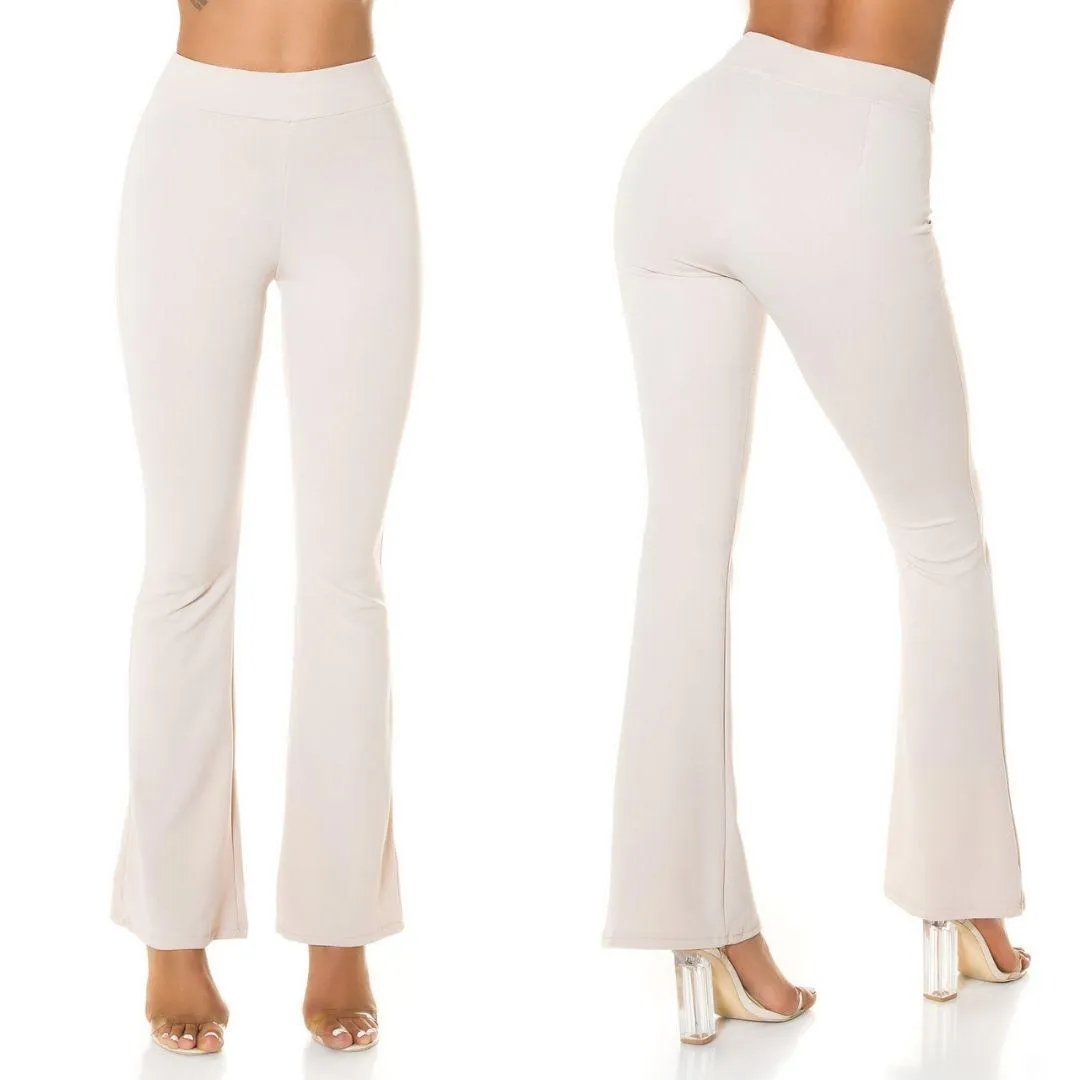 Pantalón Acampanado de moda Beige