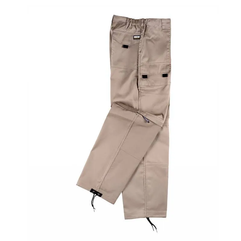 Pantalón con perneras desmontables, cintura elástica y multibolsillos.