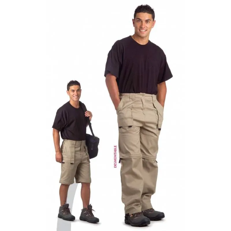 Pantalón con perneras desmontables, cintura elástica y multibolsillos.