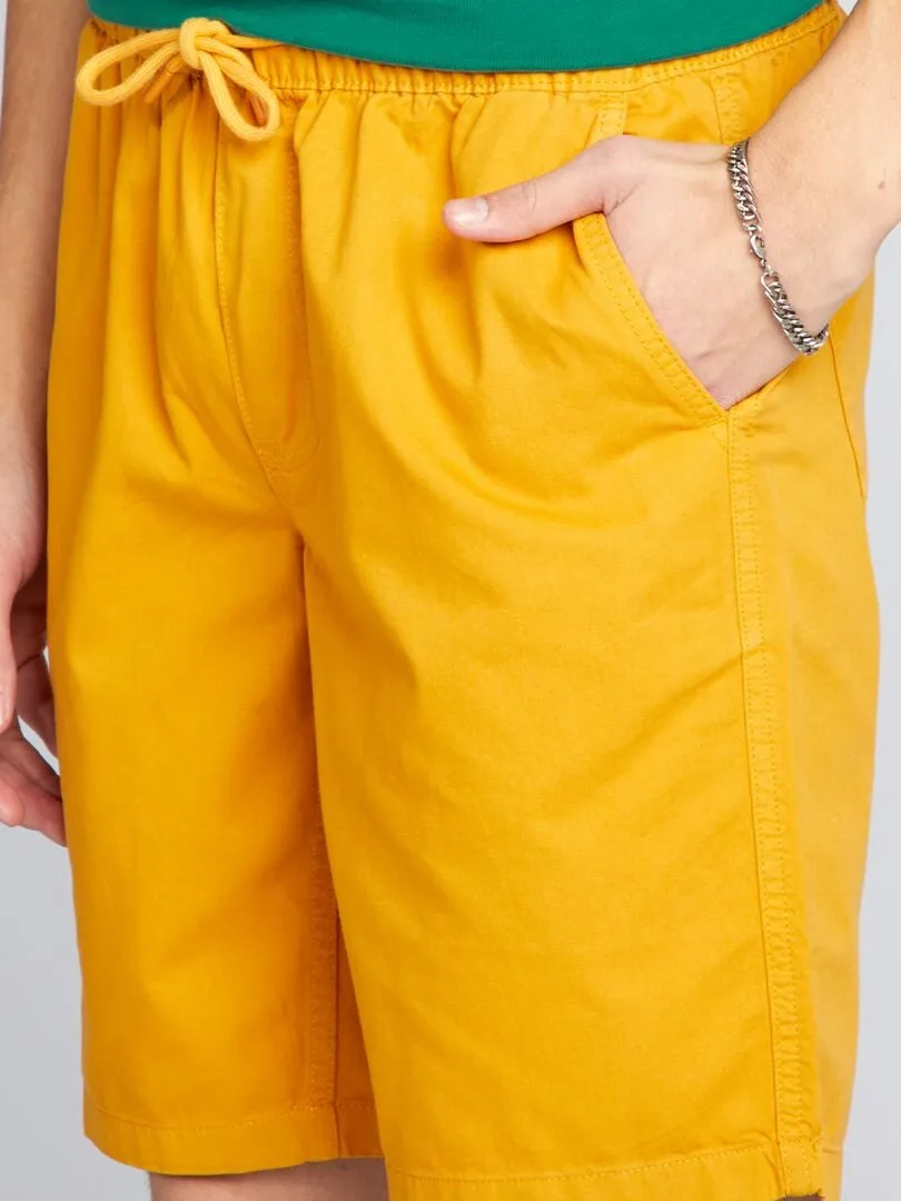 PANTALóN CORTO ELáSTICO DE ALGODóN  AMARILLO