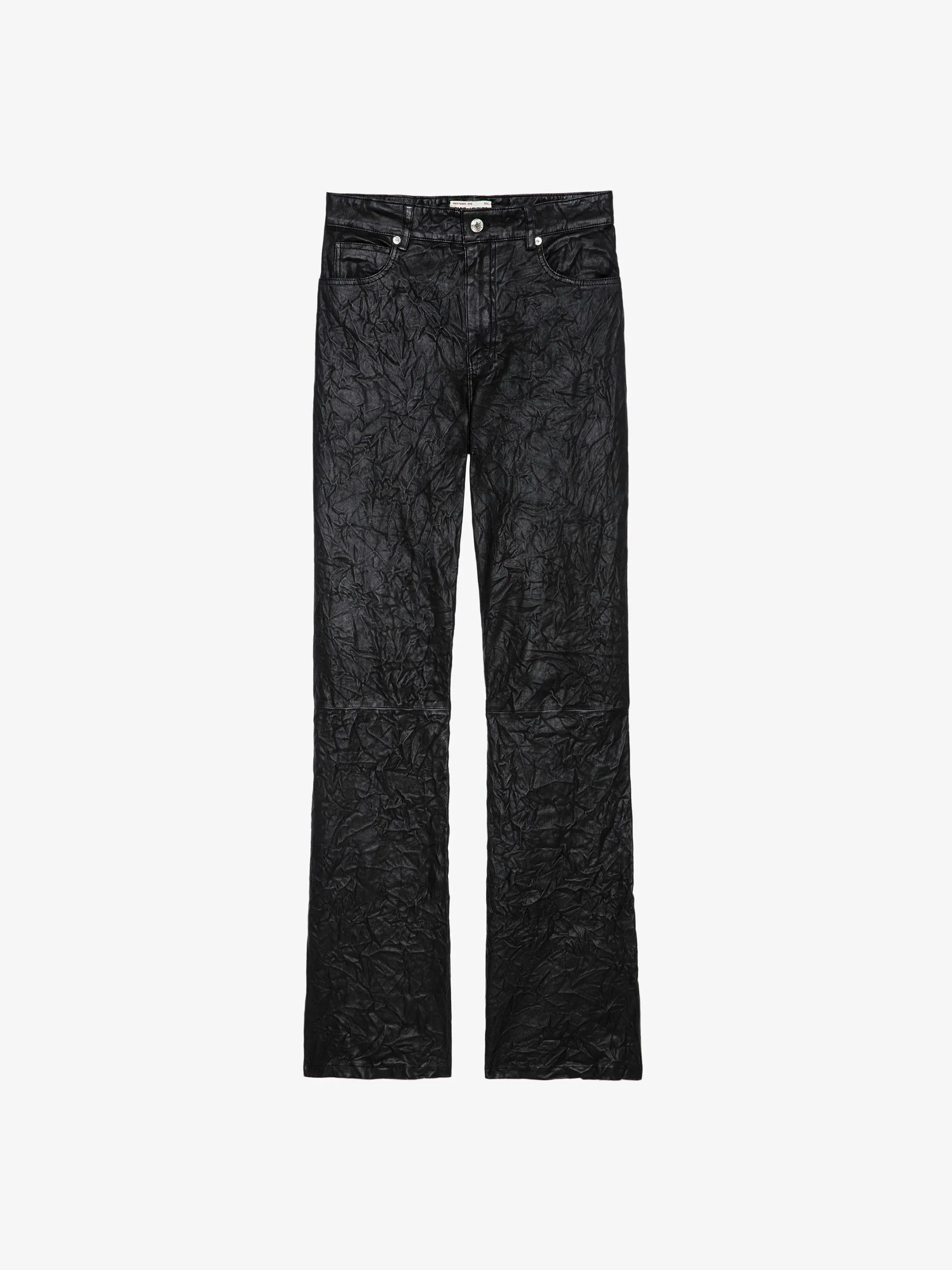 Pantalón de cuero con efecto arrugado Evy