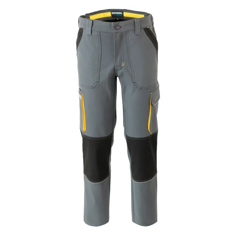 PANTALóN DE TRABAJO ULTRAFLEX MULTIBOLSILLOS BICOLOR GRIS  ROSSINI
