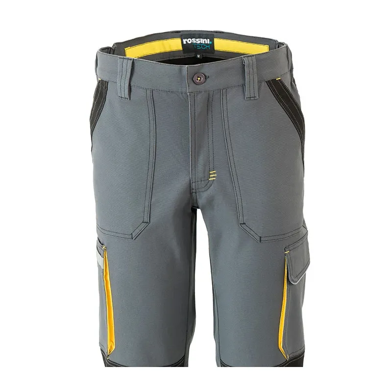 PANTALóN DE TRABAJO ULTRAFLEX MULTIBOLSILLOS BICOLOR GRIS  ROSSINI